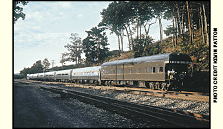 NYC-3 private railcar on Amtrak train traveling in New England